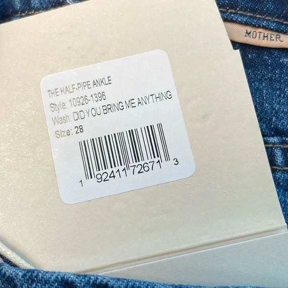 MOTHER “HALF PIPE ANKLE” *WASH: DID YOU BRING ME ANYTHING *SIZE 28 *EUC* $268.00 - Picture 4 of 14